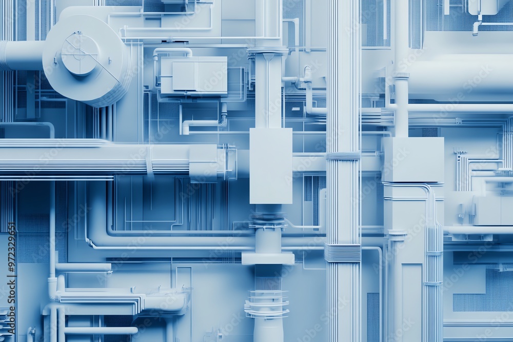 Poster Abstract 3D Render of Interconnected Pipes and Structures