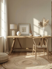 interior modern living room workspace with laptop computer