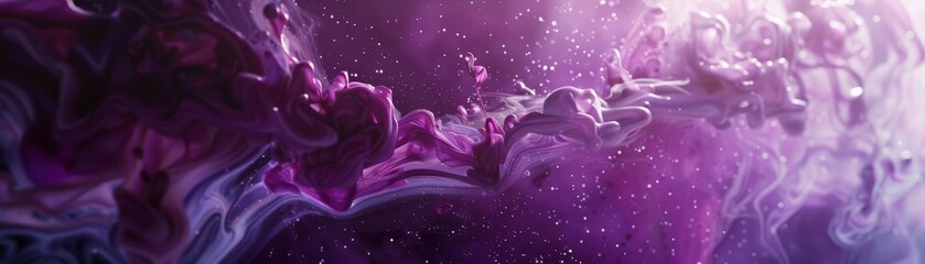 Fototapeta premium Vibrant abstract art featuring swirling purple and violet colors, evoking a sense of mystery and cosmic beauty.
