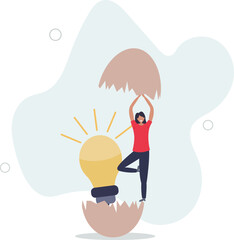 New creative idea, innovation or solution for business, entrepreneurship or startup idea, creation or discovery concept.flat design with people.