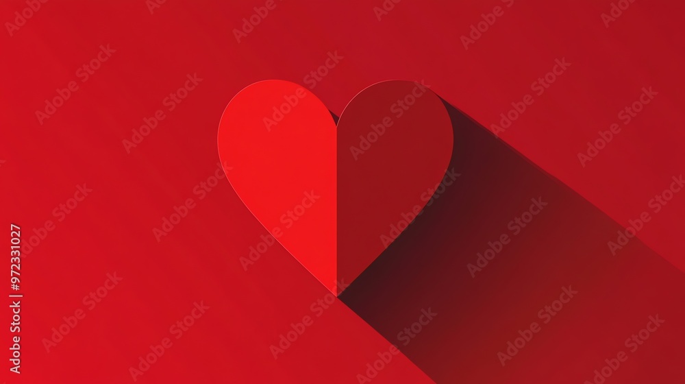 Poster a simple red heart shape on a red background.