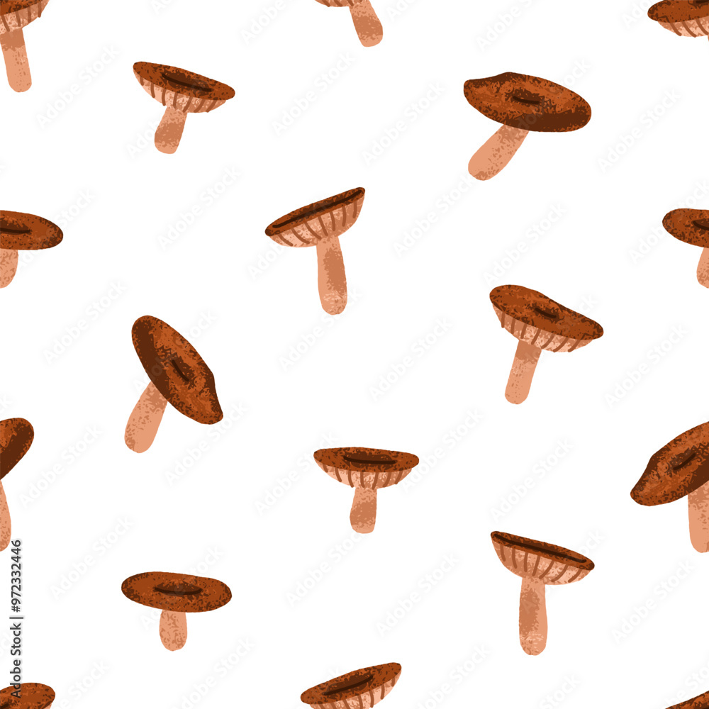 Poster seamless mushroom pattern. endless autumn background, texture. repeating fall print, forest fungi fo