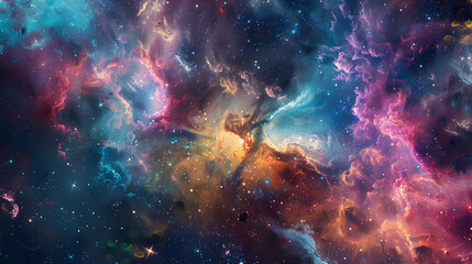 Naklejka premium Nebula Nest: A Home with Nebula-inspired Art and Celestial-themed Decor, Inspiring Cosmic Wonder.