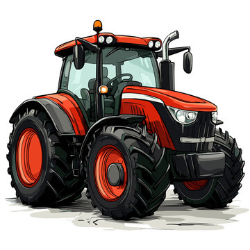 recommend clip art: Agricultural tractor on neutral background. Tractor icon - cartoon style vector illustration.