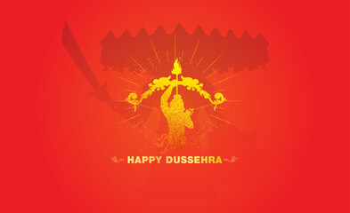 Vector illustration of Happy Dussehra greeting.
