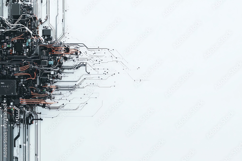 Poster abstract circuitry design with white background