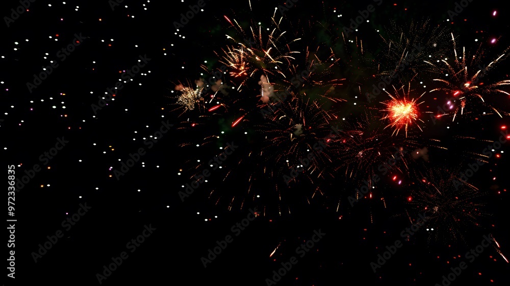 Wall mural fireworks display: colorful fireworks exploding in the night sky, creating beautiful patterns.