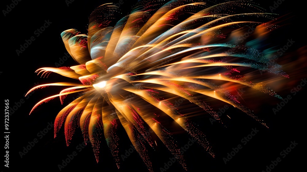 Wall mural fireworks display: colorful fireworks exploding in the night sky, creating beautiful patterns.