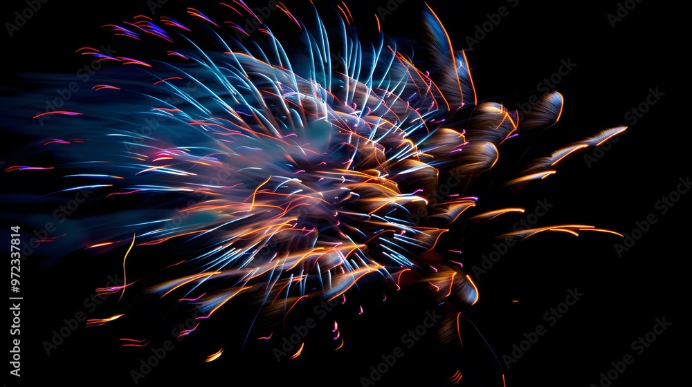 Wall mural fireworks display: colorful fireworks exploding in the night sky, creating beautiful patterns.