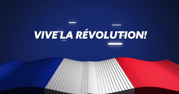 Animation of vive la revolution text and french flag