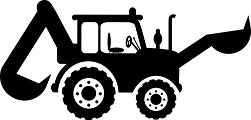 Black tractor, truck, construction, machine, vector, machinery, 4.5/4.5 inches of svg vector cut file cricut silhouette design for t-shirt car decor sticker etc