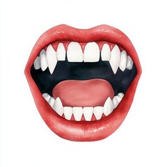 Illustration of an open mouth showcasing sharp teeth and vibrant lips, ideal for dental, health, or creative projects.