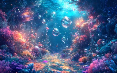 Obraz premium Surreal underwater realm viewed at a tilted angle