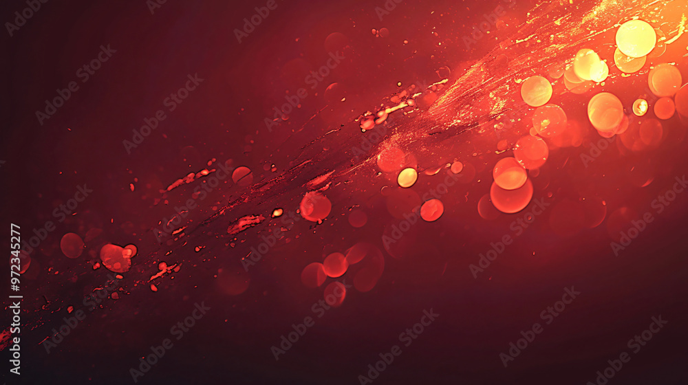 Poster a dynamic abstract background with vibrant red tones and glowing bokeh effects, creating a sense of 