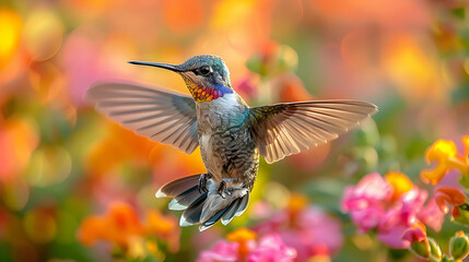 Fototapeta premium Hummingbird In Flight Illustration