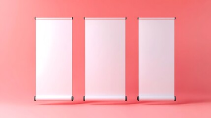 Blank Roll Up Banner Mockup on Pink Background