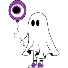 Halloween Ghost Kids Holding Ballon