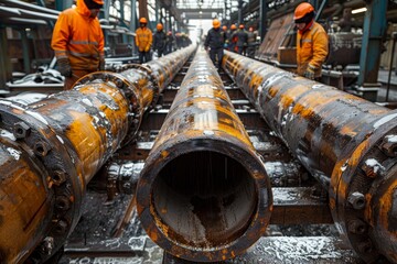 Industrial equipment for cutting large diameter pipes and tubing in pipeline production and welding
