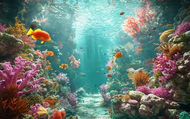 Fototapeta premium A low-angle view of an enchanting underwater world