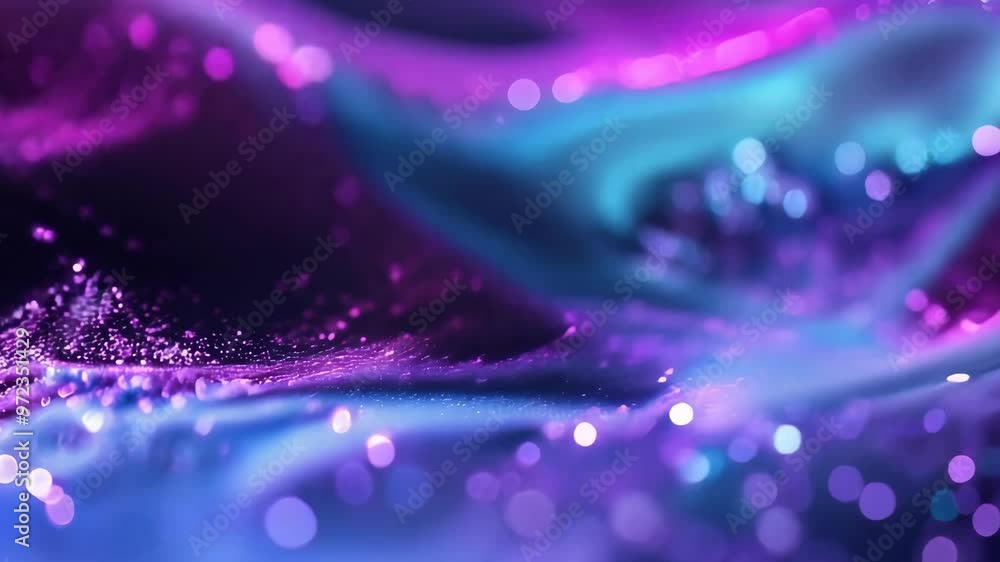 Poster experience a stunning display of colorful lights and shimmering particles flowing through a cosmic l