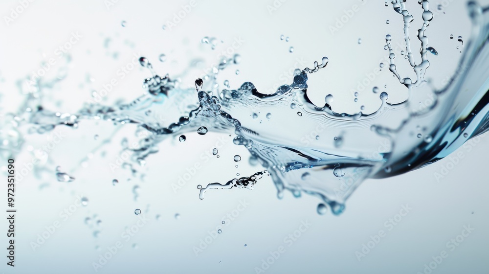 Poster an imaginative portrayal of high-speed water splashes intertwining and forming complex patterns, wit