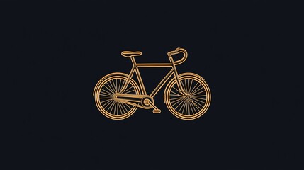 Fototapeta premium Outline drawing of a bicycle in gold on a dark background.