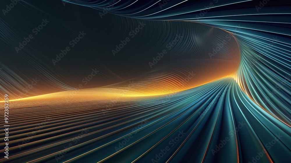 Poster a captivating abstract landscape with flowing lines and glowing colors that evoke a sense of motion 