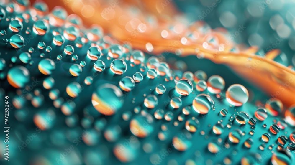 Poster droplet collisions in liquid art, capturing dynamic and mesmerizing patterns in artistic illustratio