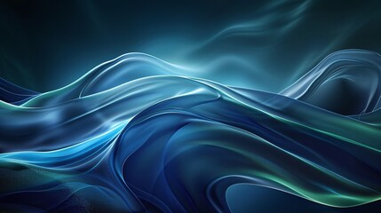 Fototapeta premium A captivating abstract representation of fluid motion with smooth waves in shades of blue and green, evoking a sense of tranquility. Product presentation background.