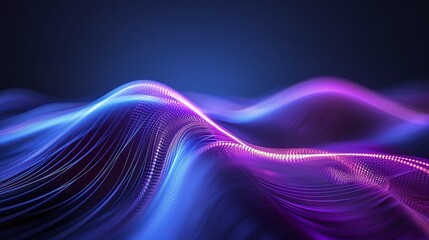 A dynamic and colorful wave pattern with vibrant blue and purple hues, representing modern digital fluidity and motion. Product presentation background.