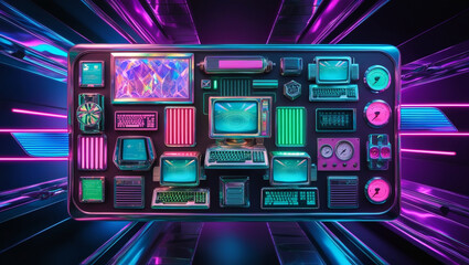 Retro Neon Arcade: A Vibrant Blast from the Gaming Past