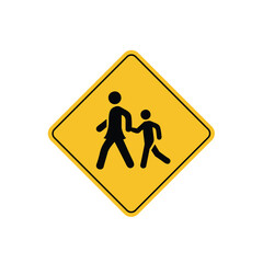 road sign icon, kids crossing on yellow rhombus. board.suitable for poster use and web icon	
