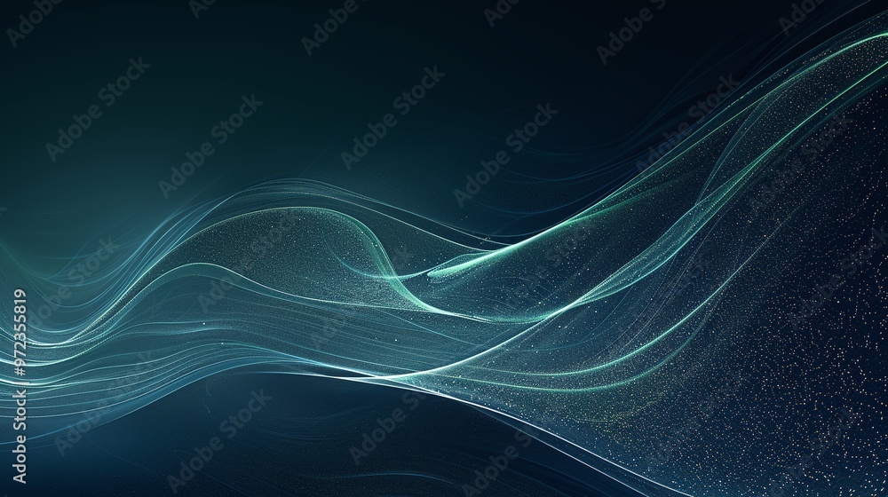 Poster a mesmerizing abstract background featuring smooth, flowing lines in shades of blue, creating a sere