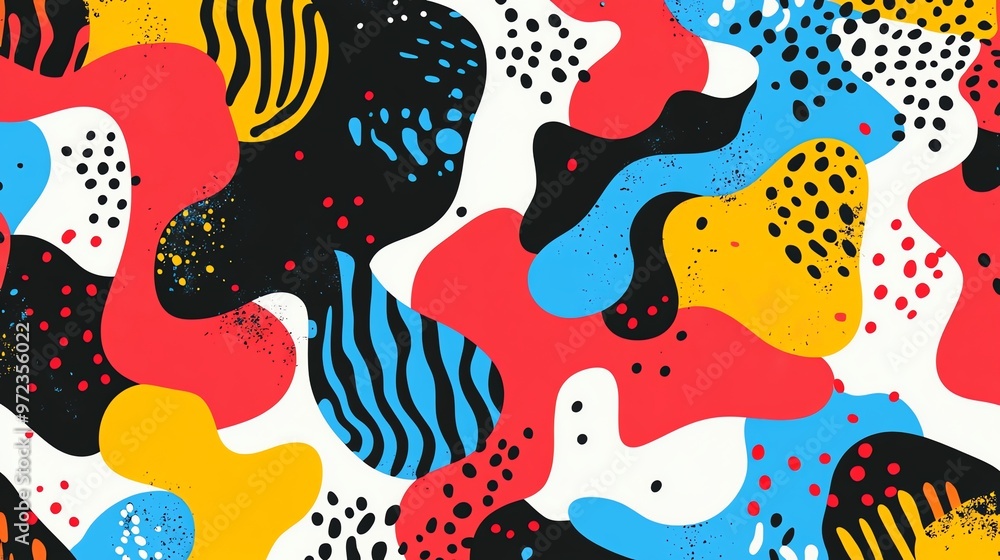 Poster abstract background with colorful shapes and patterns.