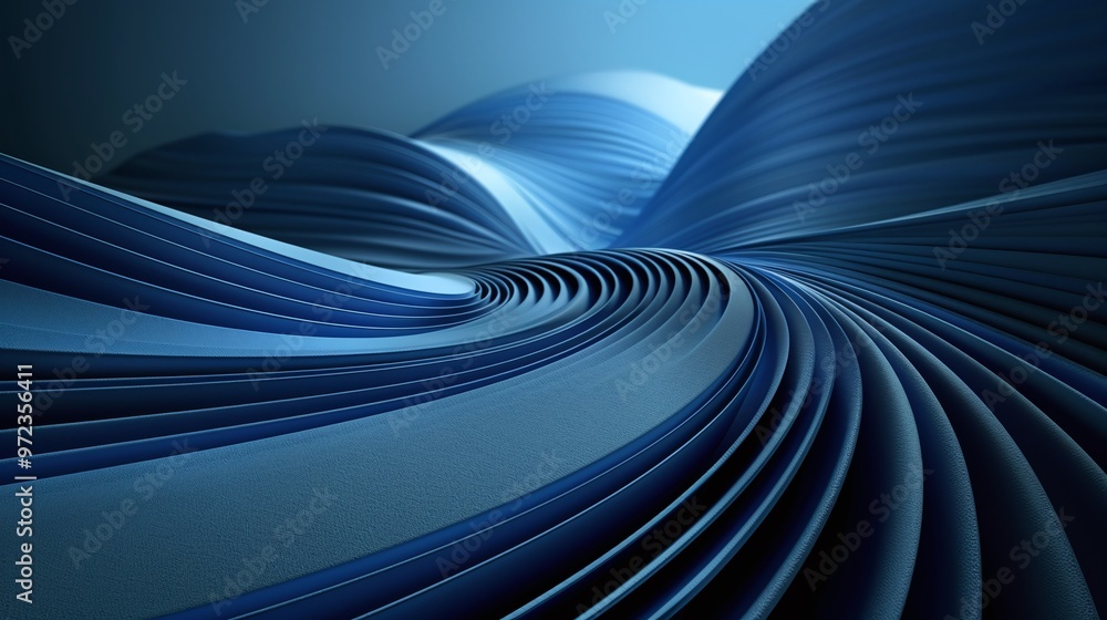 Poster a mesmerizing abstract design featuring flowing blue waves, creating a sense of depth and movement, 