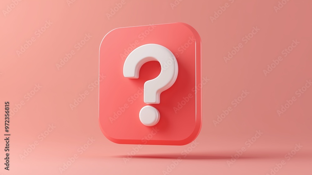 Poster a colorful question mark symbol against a soft pink background representing curiosity and seeking an