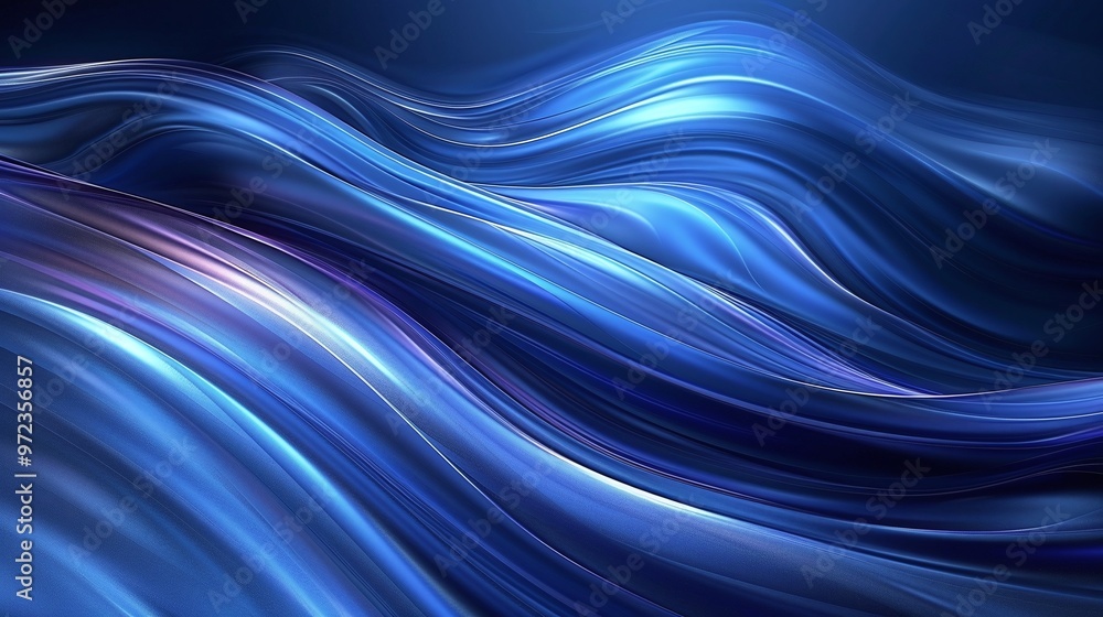 Poster a mesmerizing abstract design showcasing fluid blue waves with smooth gradients and dynamic movement