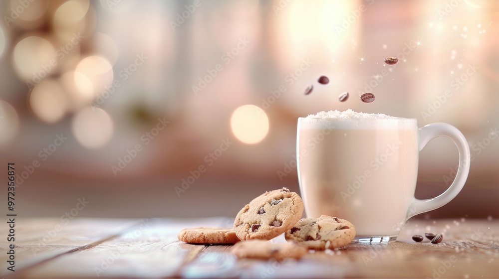 Poster captivating milk and cookies creating a cozy and inviting atmosphere in artistic compositions