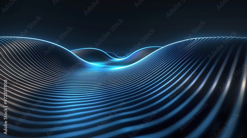 Poster a mesmerizing abstract landscape featuring glowing waves and smooth lines, creating a futuristic and