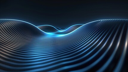 Naklejka premium A mesmerizing abstract landscape featuring glowing waves and smooth lines, creating a futuristic and serene atmosphere. Product presentation background.
