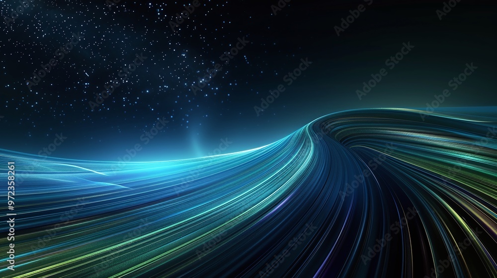 Aufkleber a mesmerizing abstract landscape with flowing lines of light, evoking a sense of depth and motion ag