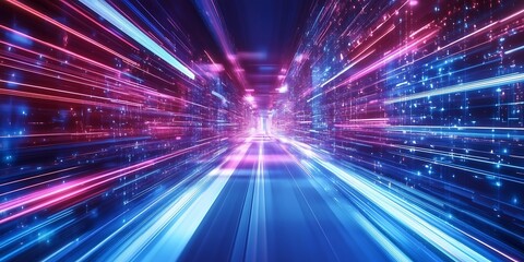 3d render abstract futuristic neon background holographic linear shape glowing 