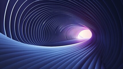 Naklejka premium A mesmerizing abstract tunnel showcasing flowing curves and a soft glowing light, ideal for digital art and design projects.