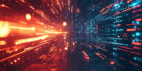 Fototapeta premium 3d render abstract futuristic neon background holographic linear shape glowing 