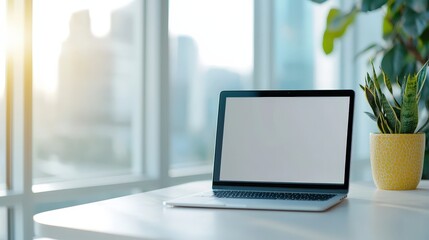 Workspace with a laptop and external webcam, highlighting remote meeting setups
