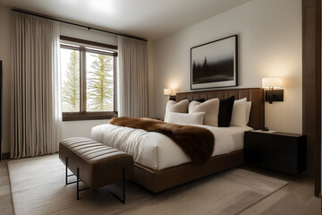 Cozy Bedroom with Luxurious Fur Accents

