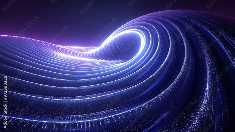 Poster a mesmerizing abstract wave of light patterns and colors, creating a serene and futuristic atmospher