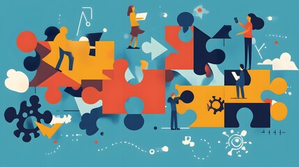 People Working Together to Complete a Jigsaw Puzzle