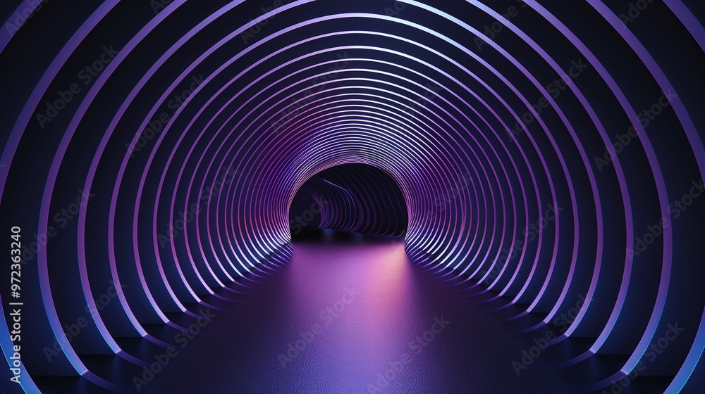 Poster a mesmerizing tunnel with glowing lines creates a captivating visual effect, perfect for artistic an