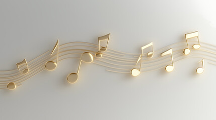 3d musical notes on a floating stave